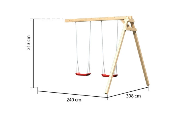 KARIBU Frieda Stelzenhaus, Naturbelassen, Nordische Fichte, 347x264x291cm, Mit Doppelschaukel 6 KARIBU Frieda Stelzenhaus, Naturbelassen, Nordische Fichte, 347x264x291cm, Mit Doppelschaukel – Bild 4