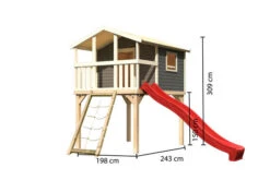 KARIBU Benjamin Stelzenhaus, Terragrau, Nordische Fichte, 198x244x309cm, Mit Rutsche Rot Und Netzrampe -Gartenmoebel Verkaufs-Shop 30416 6 05.jpg