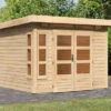 KARIBU Gartenhaus Kastorf 6, Naturbelassen, Fichtenholz 28mm, 305 X 274 X 222 Cm, Flachdach, Inkl. Oberlicht 1 KARIBU Gartenhaus Kastorf 6, Naturbelassen, Fichtenholz 28mm, 305 X 274 X 222 Cm, Flachdach, Inkl. Oberlicht -Gartenmoebel Verkaufs-Shop 30463 1 01.jpg