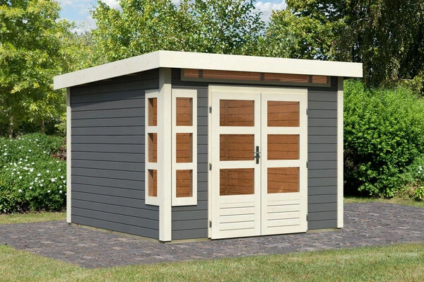 KARIBU Gartenhaus Kastorf 6, Terragrau, Fichtenholz 28mm, 305 X 274 X 222 Cm, Flachdach, Inkl. Oberlicht 3 KARIBU Gartenhaus Kastorf 6, Terragrau, Fichtenholz 28mm, 305 X 274 X 222 Cm, Flachdach, Inkl. Oberlicht