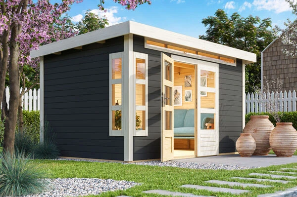 KARIBU Gartenhaus Kastorf 7, Terragrau, Fichtenholz 28mm, 396 X 244 X 222 Cm, Flachdach, Inkl. Oberlicht 3 KARIBU Gartenhaus Kastorf 7, Terragrau, Fichtenholz 28mm, 396 X 244 X 222 Cm, Flachdach, Inkl. Oberlicht