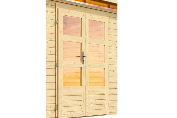 KARIBU Gartenhaus Kastorf 6, Naturbelassen, Fichtenholz 28mm, 612 X 274 X 222 Cm, Flachdach, Anbau 3,2m 4 KARIBU Gartenhaus Kastorf 6, Naturbelassen, Fichtenholz 28mm, 612 X 274 X 222 Cm, Flachdach, Anbau 3,2m – Bild 2