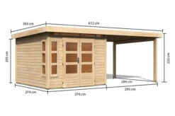 KARIBU Gartenhaus Kastorf 6, Naturbelassen, Fichtenholz 28mm, 612 X 274 X 222 Cm, Flachdach, Anbau 3,2m 15 KARIBU Gartenhaus Kastorf 6, Naturbelassen, Fichtenholz 28mm, 612 X 274 X 222 Cm, Flachdach, Anbau 3,2m -Gartenmoebel Verkaufs-Shop 30467 1 05.jpg