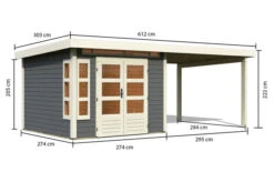 KARIBU Gartenhaus Kastorf 6, Terragrau, Fichtenholz 28mm, 612 X 274 X 222 Cm, Flachdach, Anbau 3,2m 15 KARIBU Gartenhaus Kastorf 6, Terragrau, Fichtenholz 28mm, 612 X 274 X 222 Cm, Flachdach, Anbau 3,2m -Gartenmoebel Verkaufs-Shop 30467 2 05.jpg