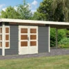 KARIBU Gartenhaus Kastorf 7, Terragrau, Fichtenholz 28mm, 702 X 244 X 222 Cm, Flachdach, Anbau 3,2m 1 KARIBU Gartenhaus Kastorf 7, Terragrau, Fichtenholz 28mm, 702 X 244 X 222 Cm, Flachdach, Anbau 3,2m -Gartenmoebel Verkaufs-Shop 30467 4 01.jpg