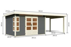 KARIBU Gartenhaus Kastorf 7, Terragrau, Fichtenholz 28mm, 702 X 244 X 222 Cm, Flachdach, Anbau 3,2m 15 KARIBU Gartenhaus Kastorf 7, Terragrau, Fichtenholz 28mm, 702 X 244 X 222 Cm, Flachdach, Anbau 3,2m -Gartenmoebel Verkaufs-Shop 30467 4 05.jpg
