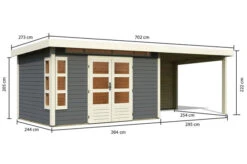 KARIBU Gartenhaus Kastorf 7, Terragrau, Fichtenholz 28mm, 702 X 244 X 222 Cm, Flachdach, Anbau 3,2m Mit Rückwand 15 KARIBU Gartenhaus Kastorf 7, Terragrau, Fichtenholz 28mm, 702 X 244 X 222 Cm, Flachdach, Anbau 3,2m Mit Rückwand -Gartenmoebel Verkaufs-Shop 30468 4 05.jpg
