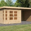 KARIBU Gartenhaus Kastorf6 , Naturbelassen, Fichtenholz 28mm, 612 X 274 X 222 Cm, Flachdach, Anbau 3,2m Mit Rück- Und Seitenwand 1 KARIBU Gartenhaus Kastorf6 , Naturbelassen, Fichtenholz 28mm, 612 X 274 X 222 Cm, Flachdach, Anbau 3,2m Mit Rück- Und Seitenwand -Gartenmoebel Verkaufs-Shop 30469 1 01.jpg