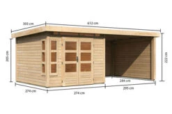 KARIBU Gartenhaus Kastorf6 , Naturbelassen, Fichtenholz 28mm, 612 X 274 X 222 Cm, Flachdach, Anbau 3,2m Mit Rück- Und Seitenwand 15 KARIBU Gartenhaus Kastorf6 , Naturbelassen, Fichtenholz 28mm, 612 X 274 X 222 Cm, Flachdach, Anbau 3,2m Mit Rück- Und Seitenwand -Gartenmoebel Verkaufs-Shop 30469 1 05.jpg