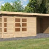 KARIBU Gartenhaus Kastorf7 , Naturbelassen, Fichtenholz 28mm, 702 X 244 X 222 Cm, Flachdach, Anbau 3,2m Mit Rück- Und Seitenwand 1 KARIBU Gartenhaus Kastorf7 , Naturbelassen, Fichtenholz 28mm, 702 X 244 X 222 Cm, Flachdach, Anbau 3,2m Mit Rück- Und Seitenwand -Gartenmoebel Verkaufs-Shop 30469 3 01.jpg