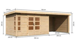 KARIBU Gartenhaus Kastorf7 , Naturbelassen, Fichtenholz 28mm, 702 X 244 X 222 Cm, Flachdach, Anbau 3,2m Mit Rück- Und Seitenwand 15 KARIBU Gartenhaus Kastorf7 , Naturbelassen, Fichtenholz 28mm, 702 X 244 X 222 Cm, Flachdach, Anbau 3,2m Mit Rück- Und Seitenwand -Gartenmoebel Verkaufs-Shop 30469 3 05.jpg