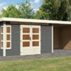 KARIBU Gartenhaus Kastorf 7, Terragrau, Fichtenholz 28mm, 702 X 244 X 222 Cm, Flachdach, Anbau 3,2m Mit Rück- Und Seitenwand 2 KARIBU Gartenhaus Kastorf 7, Terragrau, Fichtenholz 28mm, 702 X 244 X 222 Cm, Flachdach, Anbau 3,2m Mit Rück- Und Seitenwand -Gartenmoebel Verkaufs-Shop 30469 4 01.jpg