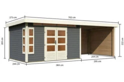 KARIBU Gartenhaus Kastorf 7, Terragrau, Fichtenholz 28mm, 702 X 244 X 222 Cm, Flachdach, Anbau 3,2m Mit Rück- Und Seitenwand 15 KARIBU Gartenhaus Kastorf 7, Terragrau, Fichtenholz 28mm, 702 X 244 X 222 Cm, Flachdach, Anbau 3,2m Mit Rück- Und Seitenwand -Gartenmoebel Verkaufs-Shop 30469 4 05.jpg
