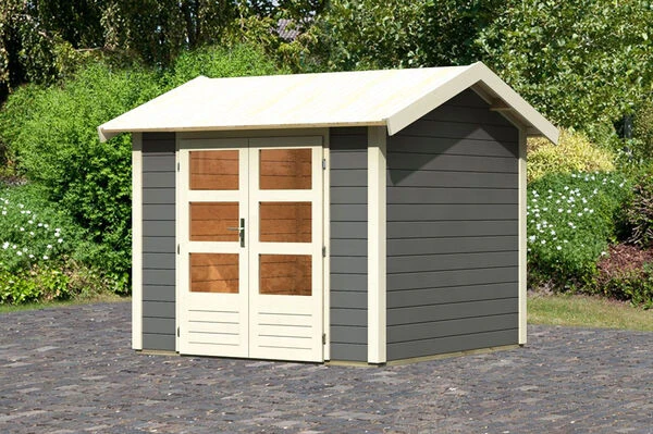 KARIBU Gartenhaus Theres 3, Terragrau, Fichtenholz 28mm, 270 X 244 X 242 Cm, Satteldach, Massivholzdach 3 KARIBU Gartenhaus Theres 3, Terragrau, Fichtenholz 28mm, 270 X 244 X 242 Cm, Satteldach, Massivholzdach