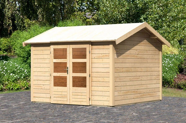 KARIBU Gartenhaus Theres 7, Naturbelassen, Fichtenholz 28mm, 337 X 304 X 250 Cm, Satteldach, Massivholzdach 3 KARIBU Gartenhaus Theres 7, Naturbelassen, Fichtenholz 28mm, 337 X 304 X 250 Cm, Satteldach, Massivholzdach