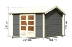 KARIBU Gartenhaus Theres 7, Terragrau, Fichtenholz 28mm, 337 X 304 X 250 Cm, Satteldach, Massivholzdach 15 KARIBU Gartenhaus Theres 7, Terragrau, Fichtenholz 28mm, 337 X 304 X 250 Cm, Satteldach, Massivholzdach -Gartenmoebel Verkaufs-Shop 30470 4 05.jpg