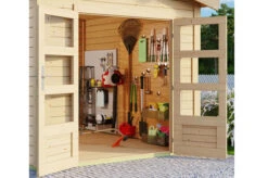 KARIBU Gartenhaus Theres 3, Naturbelassen, Fichtenholz 28mm, 528 X 240 X 242 Cm, Satteldach, Inkl. Dachausbauelement -Gartenmoebel Verkaufs-Shop 30471 1 03.jpg