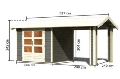 KARIBU Gartenhaus Theres 3, Terragrau, Fichtenholz 28mm, 528 X 240 X 242 Cm, Satteldach, Inkl. Dachausbauelement 15 KARIBU Gartenhaus Theres 3, Terragrau, Fichtenholz 28mm, 528 X 240 X 242 Cm, Satteldach, Inkl. Dachausbauelement -Gartenmoebel Verkaufs-Shop 30471 2 05.jpg