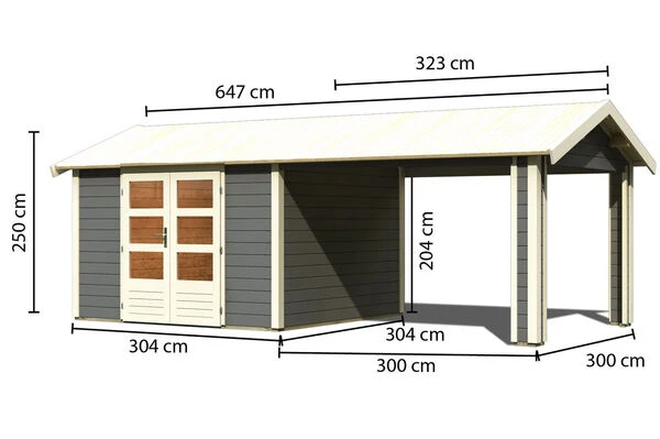 KARIBU Gartenhaus Theres 7, Terragrau, Fichtenholz 28mm, 648 X 304 X 250 Cm, Satteldach, Inkl. Dachausbauelement 7 KARIBU Gartenhaus Theres 7, Terragrau, Fichtenholz 28mm, 648 X 304 X 250 Cm, Satteldach, Inkl. Dachausbauelement – Bild 5