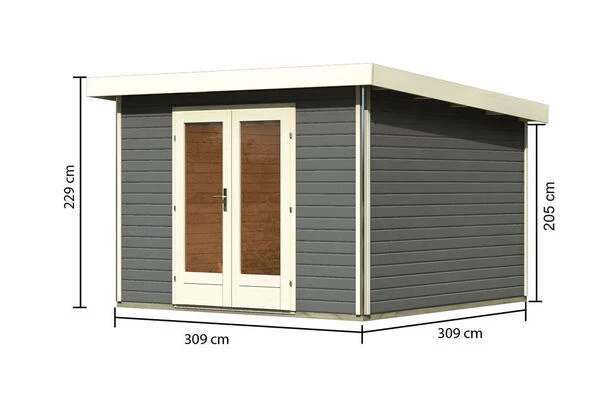 KARIBU Gartenhaus Radeburg 1, Terragrau, Fichtenholz 40mm, 346 X 309 X 229,5 Cm, Pultdach, Massivholzdach 7 KARIBU Gartenhaus Radeburg 1, Terragrau, Fichtenholz 40mm, 346 X 309 X 229,5 Cm, Pultdach, Massivholzdach – Bild 5