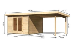 KARIBU Gartenhaus Radeburg 1, Naturbelassen, Fichtenholz 40mm, 664 X 309 X 229,5 Cm, Pultdach, Anbau 3,3m -Gartenmoebel Verkaufs-Shop 30474 1 05.jpg
