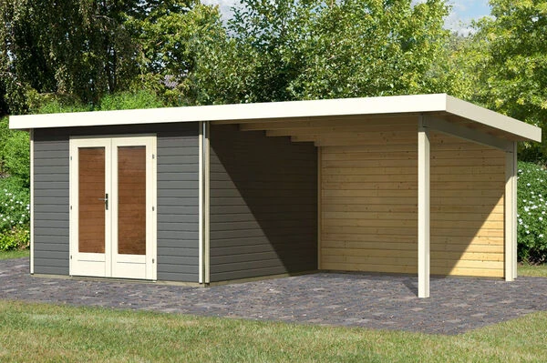 KARIBU Gartenhaus Radeburg 1, Terragrau, Fichtenholz 40mm, 664 X 309 X 229,5 Cm, Pultdach, Anbau 3,3m Mit Rückwand 3 KARIBU Gartenhaus Radeburg 1, Terragrau, Fichtenholz 40mm, 664 X 309 X 229,5 Cm, Pultdach, Anbau 3,3m Mit Rückwand