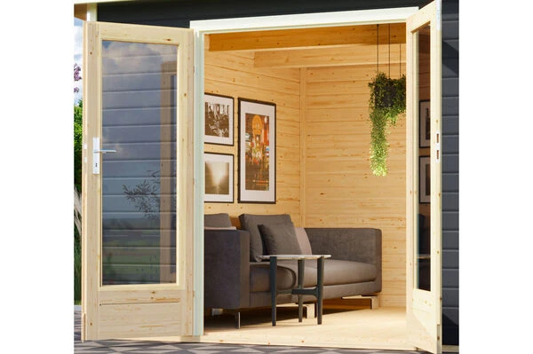 KARIBU Gartenhaus Radeburg 1, Terragrau, Fichtenholz 40mm, 664 X 309 X 229,5 Cm, Pultdach, Anbau 3,3m Mit Rückwand 4 KARIBU Gartenhaus Radeburg 1, Terragrau, Fichtenholz 40mm, 664 X 309 X 229,5 Cm, Pultdach, Anbau 3,3m Mit Rückwand – Bild 2