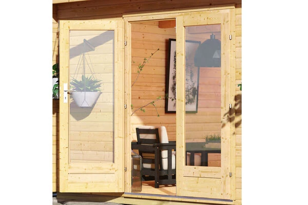 KARIBU Gartenhaus Radeburg 2, Naturbelassen, Fichtenholz 40mm, 406 X 309 X 229,5 Cm, Pultdach, Inkl. 2 Drehkippfenster 4 KARIBU Gartenhaus Radeburg 2, Naturbelassen, Fichtenholz 40mm, 406 X 309 X 229,5 Cm, Pultdach, Inkl. 2 Drehkippfenster – Bild 2