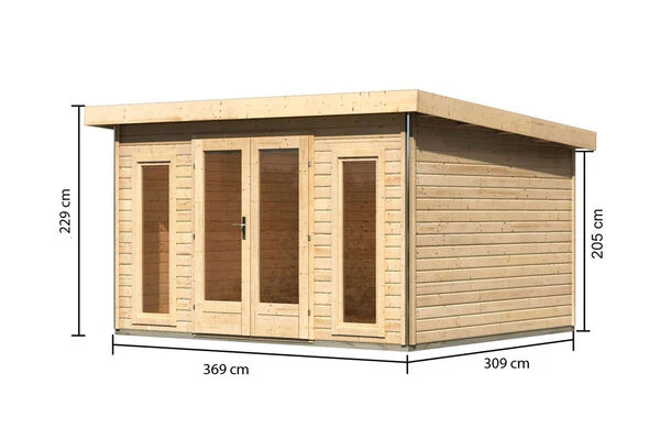 KARIBU Gartenhaus Radeburg 2, Naturbelassen, Fichtenholz 40mm, 406 X 309 X 229,5 Cm, Pultdach, Inkl. 2 Drehkippfenster 7 KARIBU Gartenhaus Radeburg 2, Naturbelassen, Fichtenholz 40mm, 406 X 309 X 229,5 Cm, Pultdach, Inkl. 2 Drehkippfenster – Bild 5