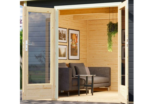 KARIBU Gartenhaus Radeburg 3, Terragrau, Fichtenholz 40mm, 406 X 369 X 229,5 Cm, Pultdach, Inkl. 2 Drehkippfenster 4 KARIBU Gartenhaus Radeburg 3, Terragrau, Fichtenholz 40mm, 406 X 369 X 229,5 Cm, Pultdach, Inkl. 2 Drehkippfenster – Bild 2