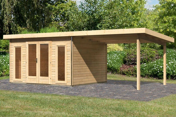 KARIBU Gartenhaus Radeburg 2, Naturbelassen, Fichtenholz 40mm, 724 X 309 X 229,5 Cm, Pultdach, Anbau 3,3m 3 KARIBU Gartenhaus Radeburg 2, Naturbelassen, Fichtenholz 40mm, 724 X 309 X 229,5 Cm, Pultdach, Anbau 3,3m