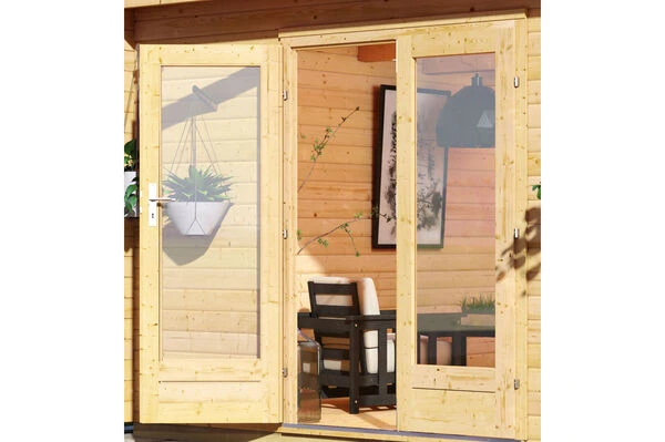 KARIBU Gartenhaus Radeburg 2, Naturbelassen, Fichtenholz 40mm, 724 X 309 X 229,5 Cm, Pultdach, Anbau 3,3m 4 KARIBU Gartenhaus Radeburg 2, Naturbelassen, Fichtenholz 40mm, 724 X 309 X 229,5 Cm, Pultdach, Anbau 3,3m – Bild 2