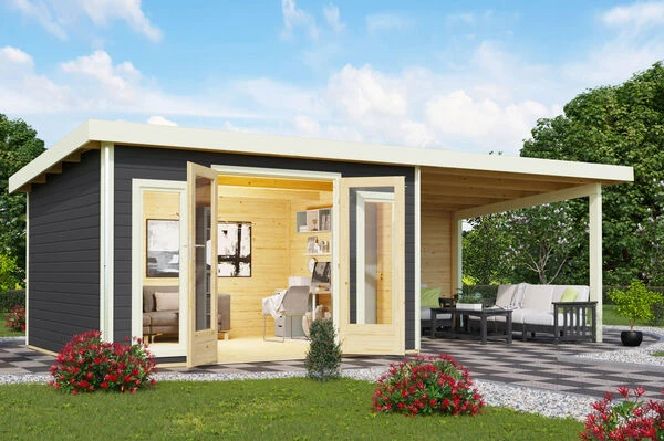 KARIBU Gartenhaus Radeburg 2, Terragrau, Fichtenholz 40mm, 724 X 309 X 229,5 Cm, Pultdach, Anbau 3,3m Mit Rückwand 3 KARIBU Gartenhaus Radeburg 2, Terragrau, Fichtenholz 40mm, 724 X 309 X 229,5 Cm, Pultdach, Anbau 3,3m Mit Rückwand