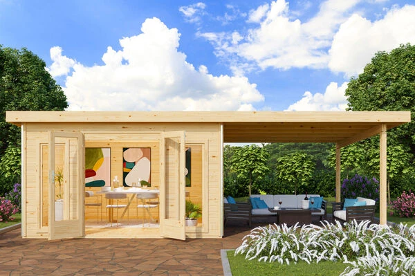 KARIBU Gartenhaus Radeburg 3, Naturbelassen, Fichtenholz 40mm, 724 X 369 X 229,5 Cm, Pultdach, Anbau 3,3m 3 KARIBU Gartenhaus Radeburg 3, Naturbelassen, Fichtenholz 40mm, 724 X 369 X 229,5 Cm, Pultdach, Anbau 3,3m