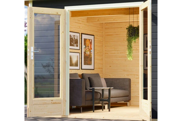 KARIBU Gartenhaus Radeburg 3, Terragrau, Fichtenholz 40mm, 724 X 369 X 229,5 Cm, Pultdach, Anbau 3,3m 5 KARIBU Gartenhaus Radeburg 3, Terragrau, Fichtenholz 40mm, 724 X 369 X 229,5 Cm, Pultdach, Anbau 3,3m – Bild 3