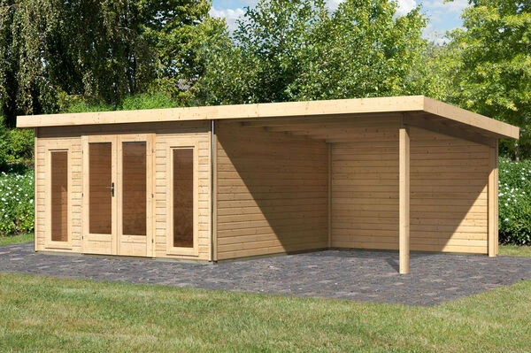 KARIBU Gartenhaus Radeburg 3, Naturbelassen, Fichtenholz 40mm, 724 X 369 X 229,5 Cm, Pultdach, Anbau 3,3m Mit Rückwand 3 KARIBU Gartenhaus Radeburg 3, Naturbelassen, Fichtenholz 40mm, 724 X 369 X 229,5 Cm, Pultdach, Anbau 3,3m Mit Rückwand