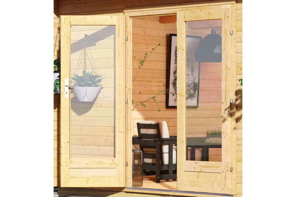 KARIBU Gartenhaus Radeburg 3, Naturbelassen, Fichtenholz 40mm, 724 X 369 X 229,5 Cm, Pultdach, Anbau 3,3m Mit Rückwand 4 KARIBU Gartenhaus Radeburg 3, Naturbelassen, Fichtenholz 40mm, 724 X 369 X 229,5 Cm, Pultdach, Anbau 3,3m Mit Rückwand – Bild 2