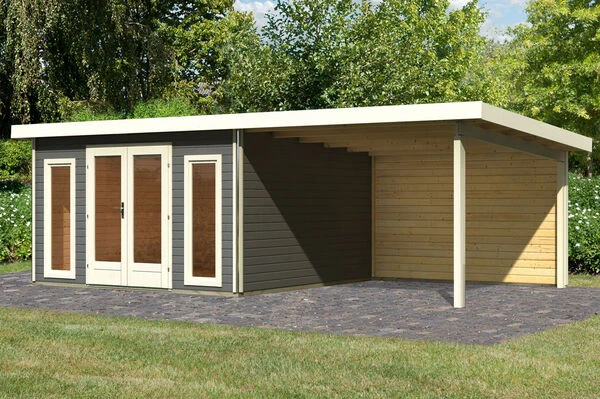 KARIBU Gartenhaus Radeburg 3, Terragrau, Fichtenholz 40mm, 724 X 369 X 229,5 Cm, Pultdach, Anbau 3,3m Mit Rückwand 3 KARIBU Gartenhaus Radeburg 3, Terragrau, Fichtenholz 40mm, 724 X 369 X 229,5 Cm, Pultdach, Anbau 3,3m Mit Rückwand
