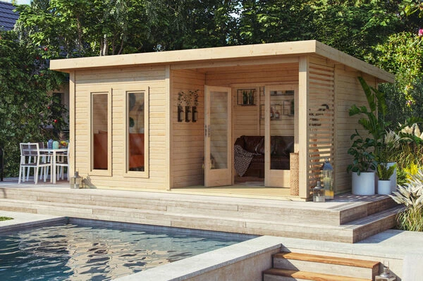 KARIBU Terrassenhaus Radeburg 5, Naturbelassen, Fichtenholz 38mm, 560 X 368 X 254 Cm, Flachdach 3 KARIBU Terrassenhaus Radeburg 5, Naturbelassen, Fichtenholz 38mm, 560 X 368 X 254 Cm, Flachdach