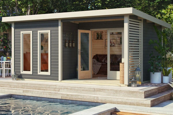 KARIBU Terrassenhaus Radeburg 5, Terragrau, Fichtenholz 38mm, 560 X 368 X 254 Cm, Flachdach 3 KARIBU Terrassenhaus Radeburg 5, Terragrau, Fichtenholz 38mm, 560 X 368 X 254 Cm, Flachdach