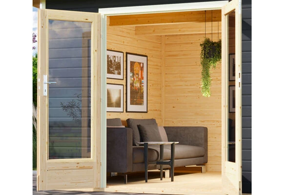 KARIBU Terrassenhaus Radeburg 5, Terragrau, Fichtenholz 38mm, 560 X 368 X 254 Cm, Flachdach 5 KARIBU Terrassenhaus Radeburg 5, Terragrau, Fichtenholz 38mm, 560 X 368 X 254 Cm, Flachdach – Bild 3