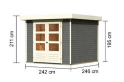 KARIBU Gartenhaus Askola , Terragrau, Fichtenholz 19mm, 266 X 246 X 211 Cm, Flachdach, Doppelflügeltür 16 KARIBU Gartenhaus Askola , Terragrau, Fichtenholz 19mm, 266 X 246 X 211 Cm, Flachdach, Doppelflügeltür -Gartenmoebel Verkaufs-Shop 30535 1 05.jpg