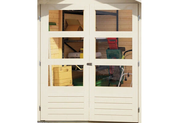 KARIBU Gartenhaus Askola 5, Terragrau, Fichtenholz 19mm, 330 X 246 X 211 Cm, Flachdach, Doppelflügeltür 4 KARIBU Gartenhaus Askola 5, Terragrau, Fichtenholz 19mm, 330 X 246 X 211 Cm, Flachdach, Doppelflügeltür – Bild 2