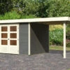 KARIBU Gartenhaus Askola 5, Terragrau, Fichtenholz 19mm, 554 X 246 X 211 Cm, Flachdach, Anbau 2,4m -Gartenmoebel Verkaufs-Shop 30536 2 01.jpg