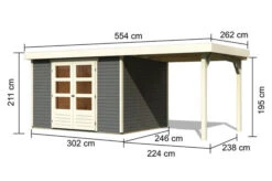 KARIBU Gartenhaus Askola 5, Terragrau, Fichtenholz 19mm, 554 X 246 X 211 Cm, Flachdach, Anbau 2,4m -Gartenmoebel Verkaufs-Shop 30536 2 05.jpg