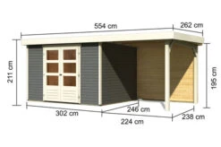 KARIBU Gartenhaus Askola 5, Terragrau, Fichtenholz 19mm, 554 X 246 X 211 Cm, Flachdach, Anbau 2,4m Mit Rückwand -Gartenmoebel Verkaufs-Shop 30537 10 05.jpg