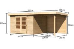 KARIBU Gartenhaus Askola 6, Naturbelassen, Fichtenholz 19mm, 334 X 306 X 216 Cm, Flachdach, Anbau 2,4m Mit Rückwand 16 KARIBU Gartenhaus Askola 6, Naturbelassen, Fichtenholz 19mm, 334 X 306 X 216 Cm, Flachdach, Anbau 2,4m Mit Rückwand -Gartenmoebel Verkaufs-Shop 30537 11 05.jpg