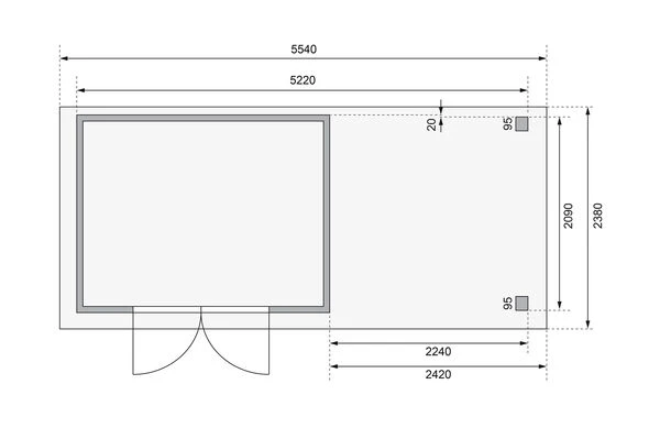 KARIBU Gartenhaus Askola 4, Naturbelassen, Fichtenholz 19mm, 554 X 217 X 211 Cm, Flachdach, Anbau 2,4m Mit Rückwand 8 KARIBU Gartenhaus Askola 4, Naturbelassen, Fichtenholz 19mm, 554 X 217 X 211 Cm, Flachdach, Anbau 2,4m Mit Rückwand – Bild 6
