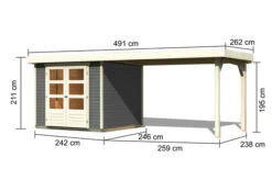KARIBU Gartenhaus Askola 3,5, Terragrau, Fichtenholz 19mm, 528,5 X 246 X 211 Cm, Flachdach, Seitlicher Anbau 2,8m -Gartenmoebel Verkaufs-Shop 30539 1 05.jpg