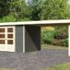 KARIBU Gartenhaus Askola 5, Terragrau, Fichtenholz 19mm, 591,5 X 246 X 211 Cm, Flachdach, Seitlicher Anbau 2,8m 1 KARIBU Gartenhaus Askola 5, Terragrau, Fichtenholz 19mm, 591,5 X 246 X 211 Cm, Flachdach, Seitlicher Anbau 2,8m -Gartenmoebel Verkaufs-Shop 30539 2 01.jpg